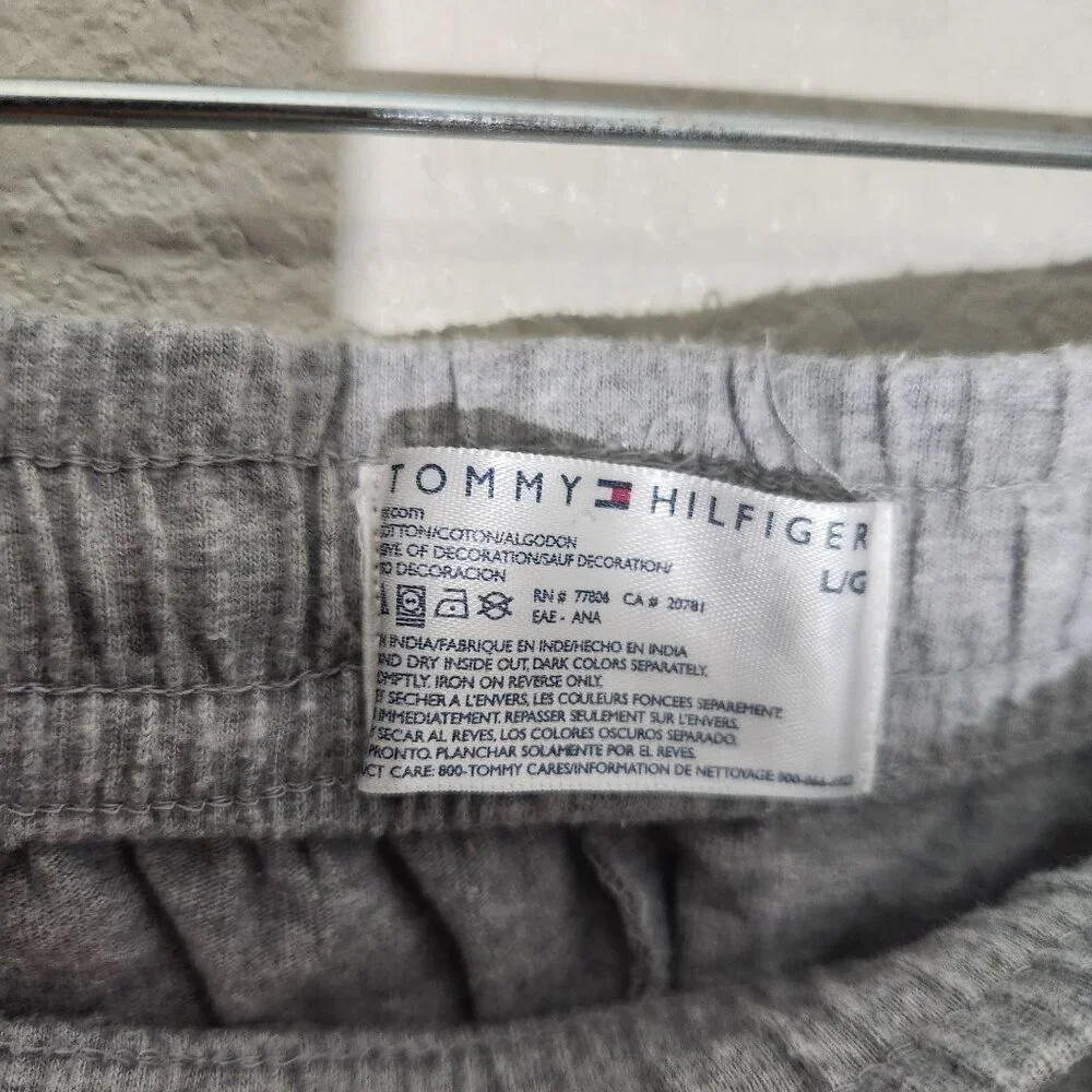 Tommy Hilfiger Pants Mens Large Grey Lounge Straight Leg Athletic Baseball